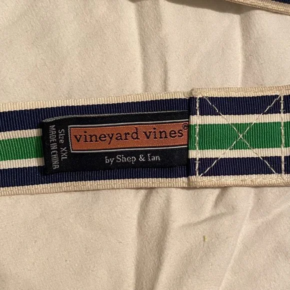 SOLD Vineyard Vines Green and Blue Striped D-Ring Belt - Picture 3 of 3